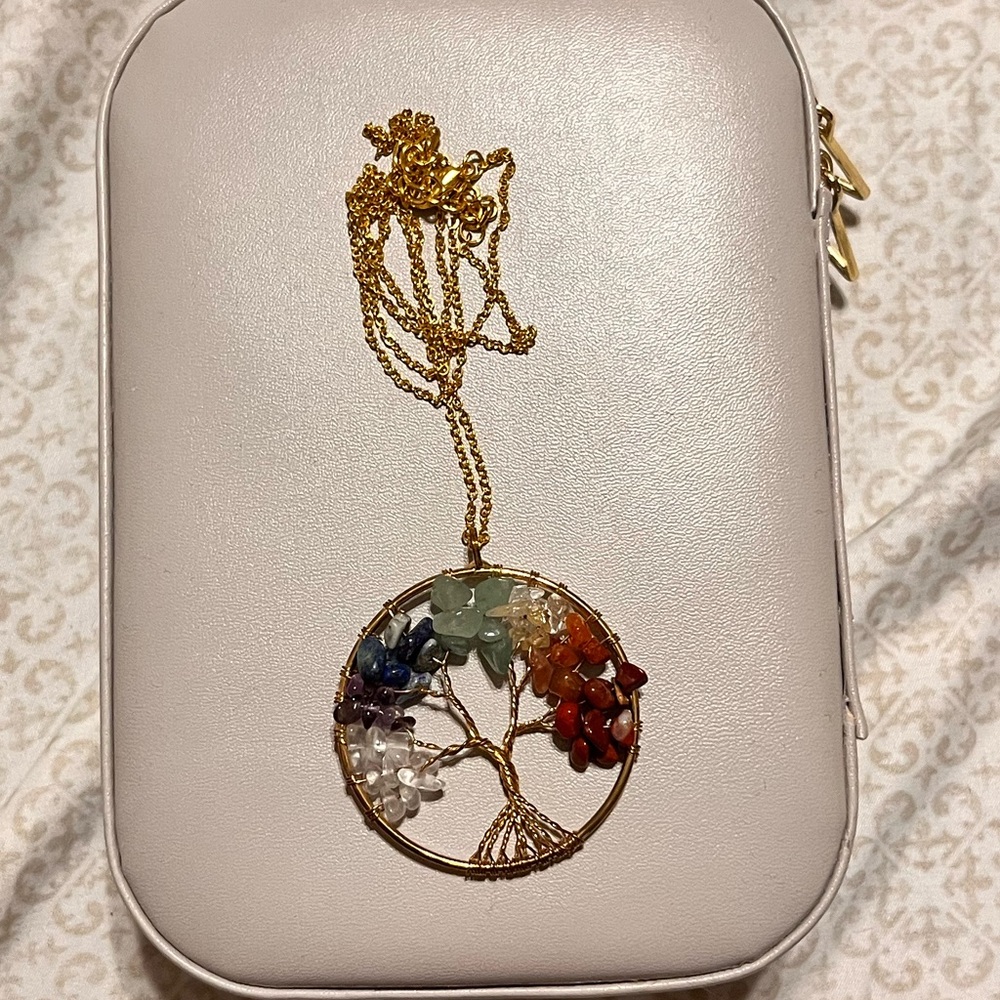 (2 for $15, 3 for $20) Gold Rainbow Gemstone Tree Necklace (NWOT)